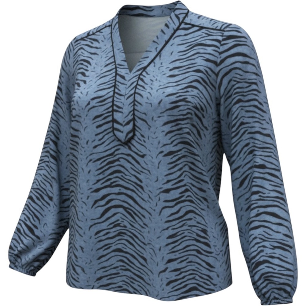 J. McLaughlin Women's Long Sleeve Tunic Top XL Blue Abstract Print Stretch 3/4